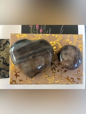 Two Piece Crystal Gift Box - Black Moonstone, Green Jasper Heart 🎁